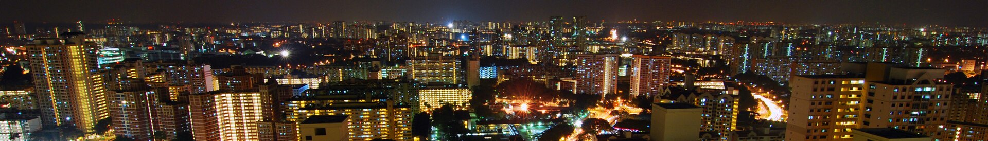 Panoramic view of HDB flats from Toa Payoh at night
