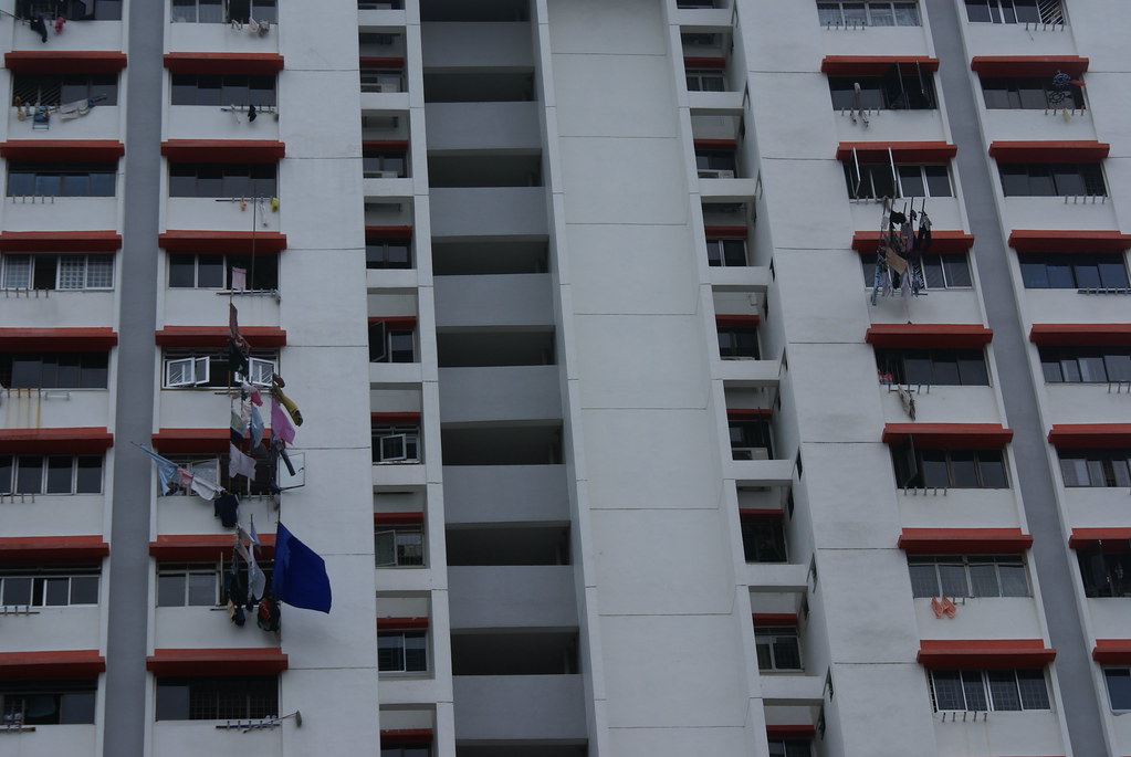Clothes Drying in the Wind - Housing Highrise in Singapore (near Bugis)