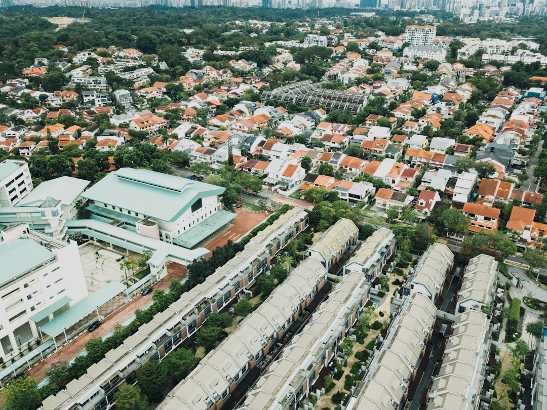 Aerial view of houses and buildings during daytime