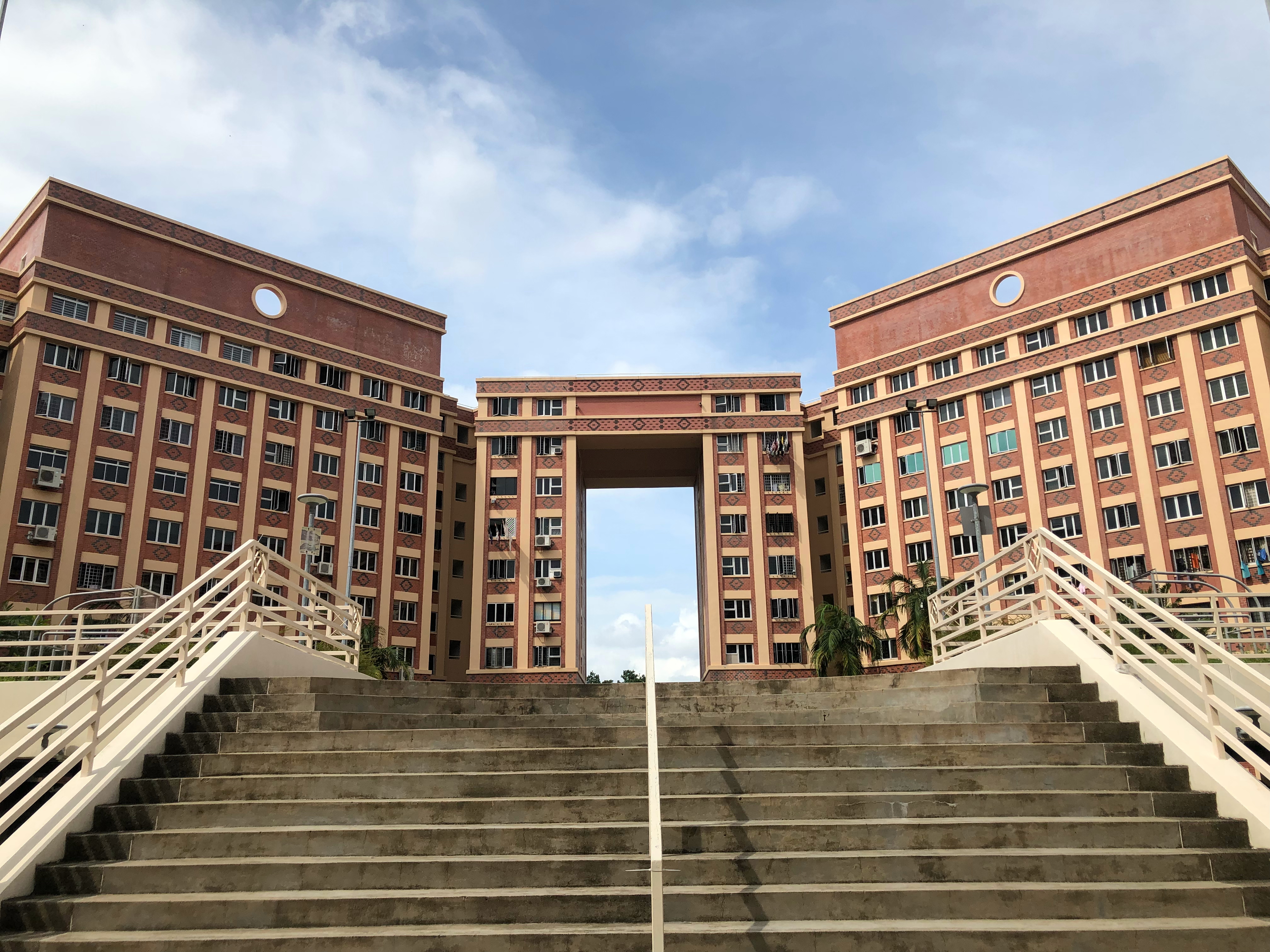 Housing Development Board residential blocks forming a gateway in Tampines, Singapore
