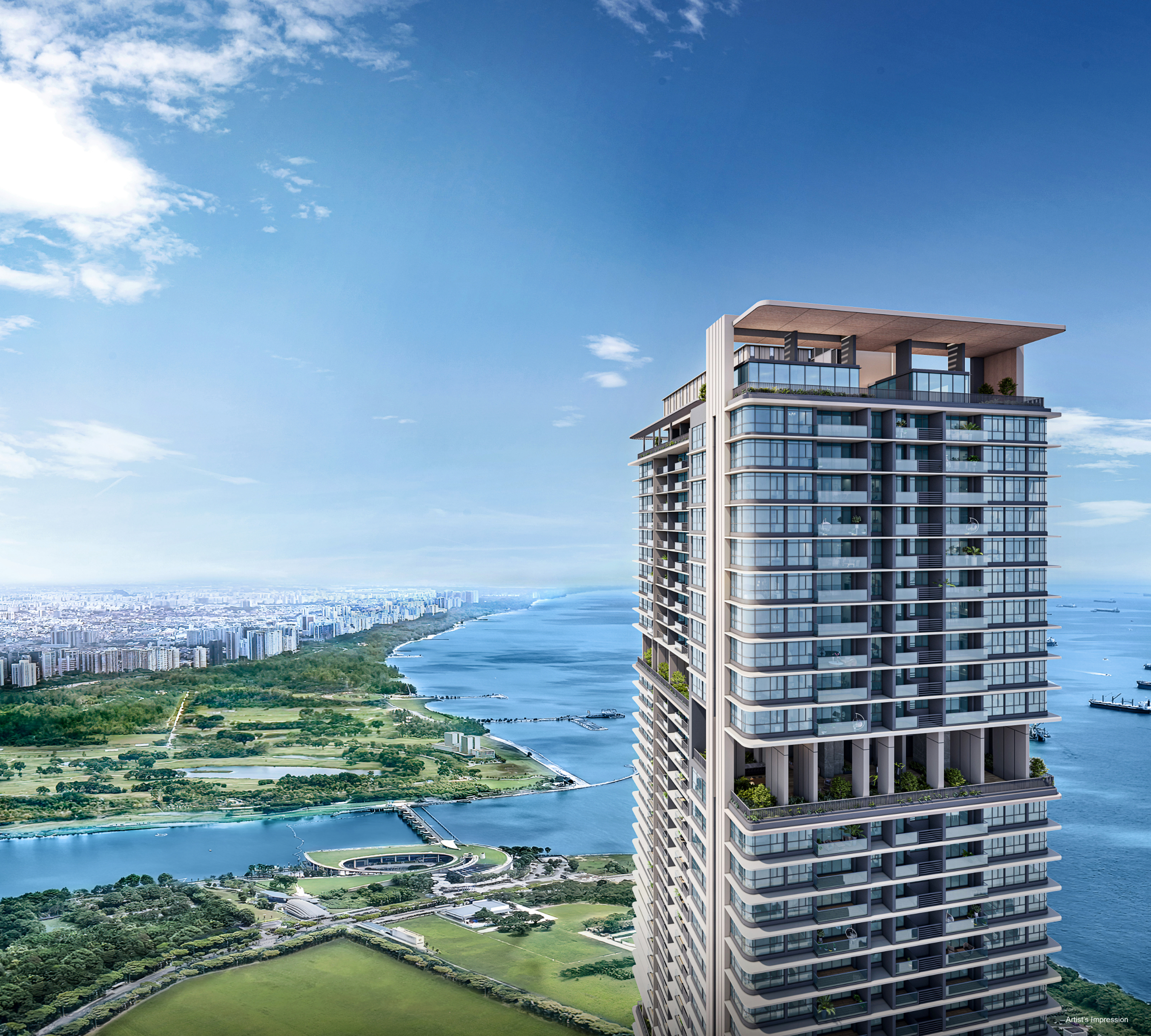 One Marina Gardens from the waterfront, as shown by the developer